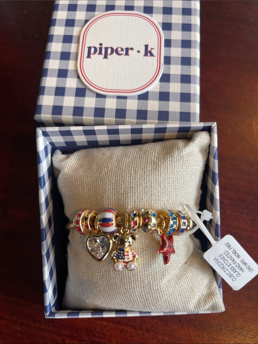 Piper·k Gold-Tone 4th of July Charm Bracelet with Red, White and Blue Accents